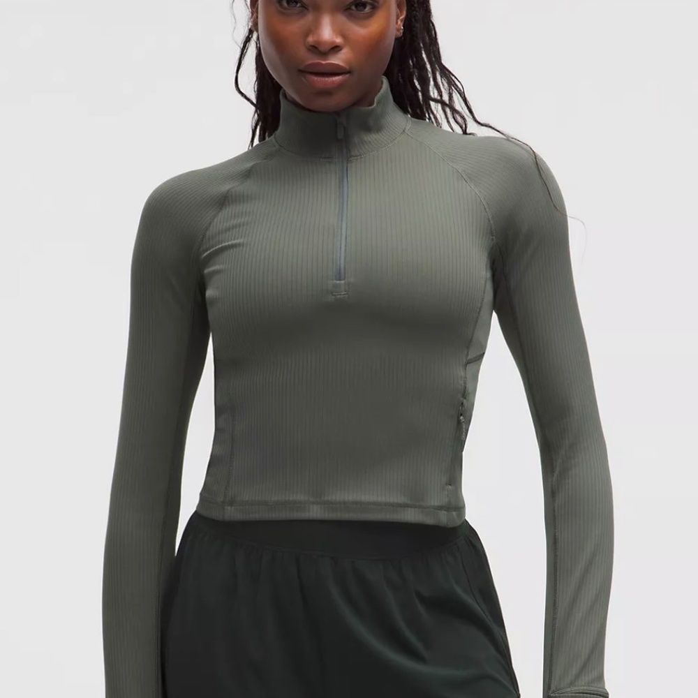 Lululemon Its Rulu Ribbed Half Zip Crop
